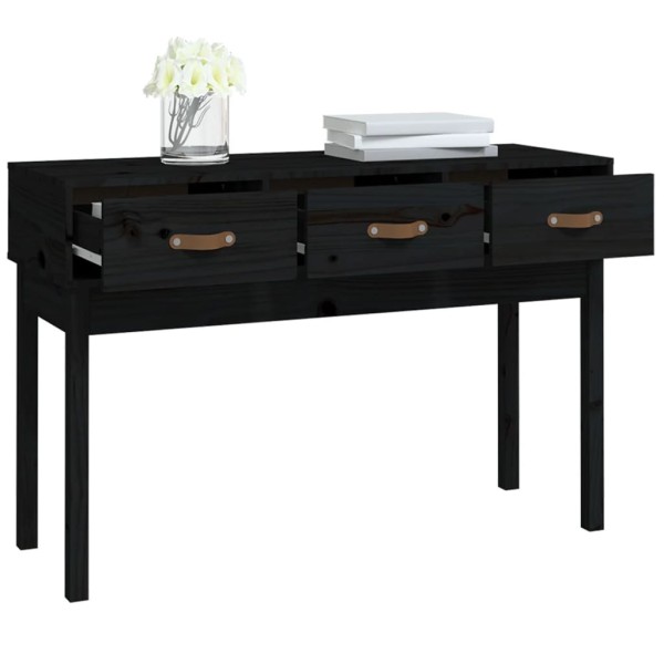 Mesa consola madera maciza de pino negro 114x40x75 cm