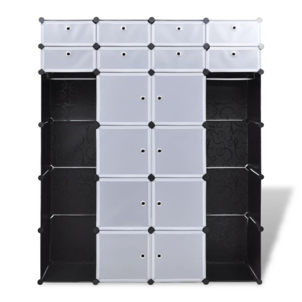 vidaXl Armario modular 18 compartimentos negro y blanco