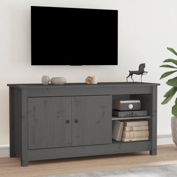 Mueble de TV de madera maciza de pino gris 103x36,5x52 cm