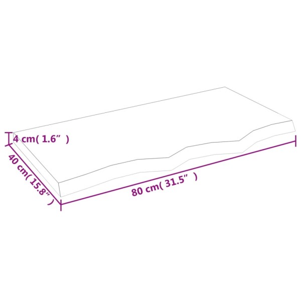 Estante de pared madera maciza roble sin tratar 80x40x(2-4) cm