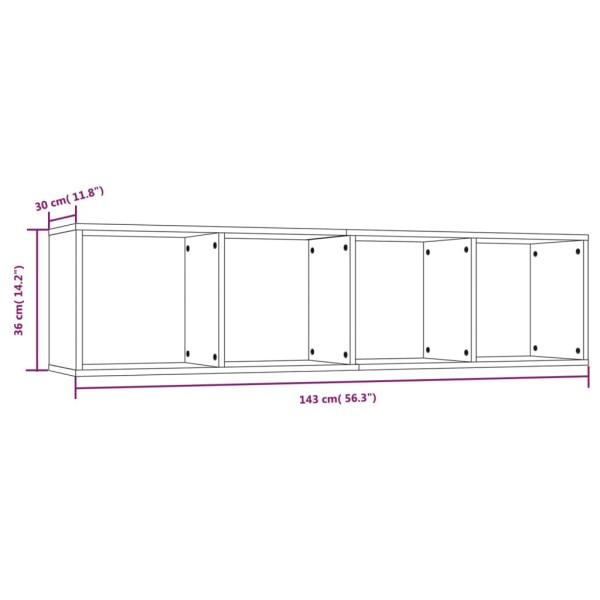 Estantería/mueble de TV madera roble ahumado 143x30x36 cm