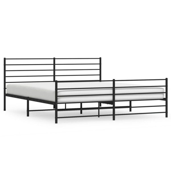 Estructura de cama cabecero y pie de cama metal negro 180x200cm