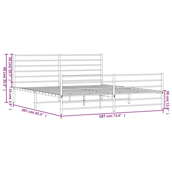 Estructura de cama cabecero y pie de cama metal negro 180x200cm