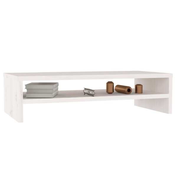 Soporte de monitor madera maciza de pino blanco 50x24x13 cm