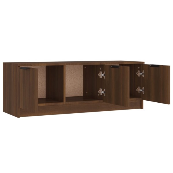 Mueble de TV madera contrachapada marrón roble 102x35x36,5 cm