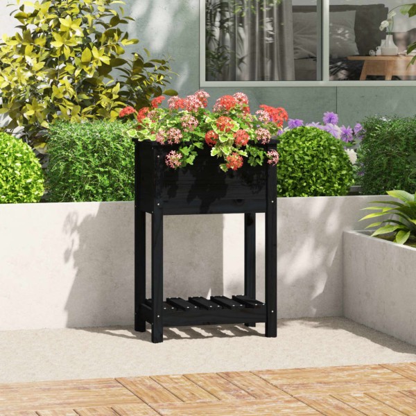 Jardinera de madera maciza de pino negro 54x34,5x81 cm