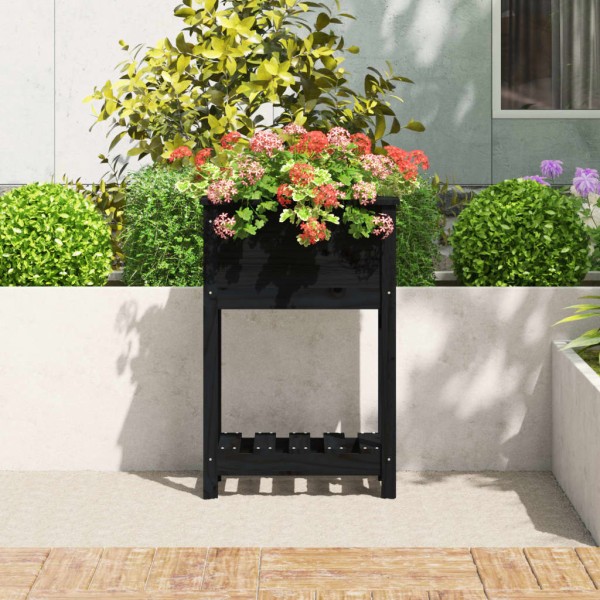 Jardinera de madera maciza de pino negro 54x34,5x81 cm