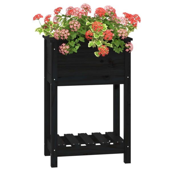 Jardinera de madera maciza de pino negro 54x34,5x81 cm