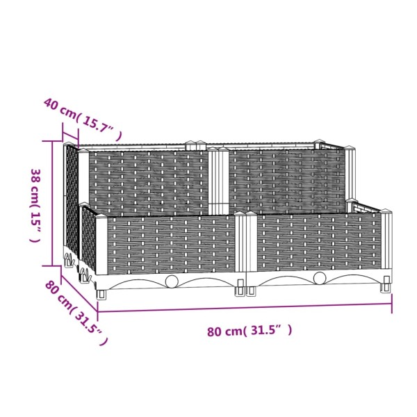 Arriate polipropileno 80x80x38 cm