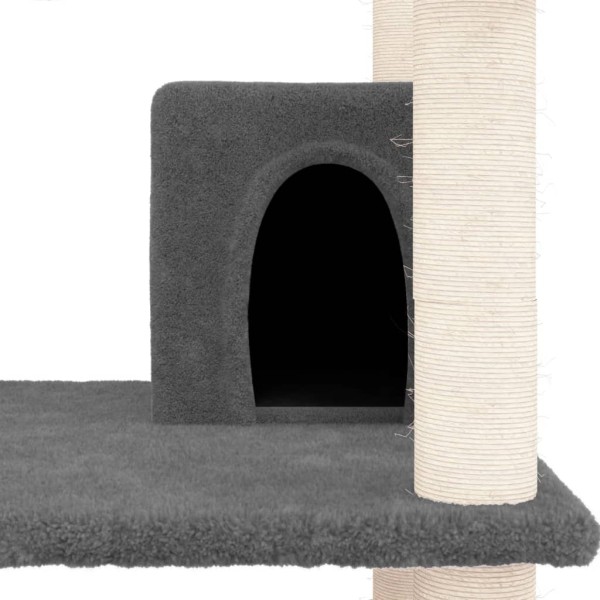 Rascador para gatos con postes de sisal gris oscuro 162 cm