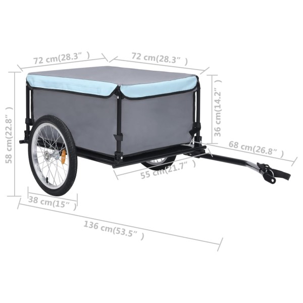 Remolque para bicicletas negro y azul 65 kg