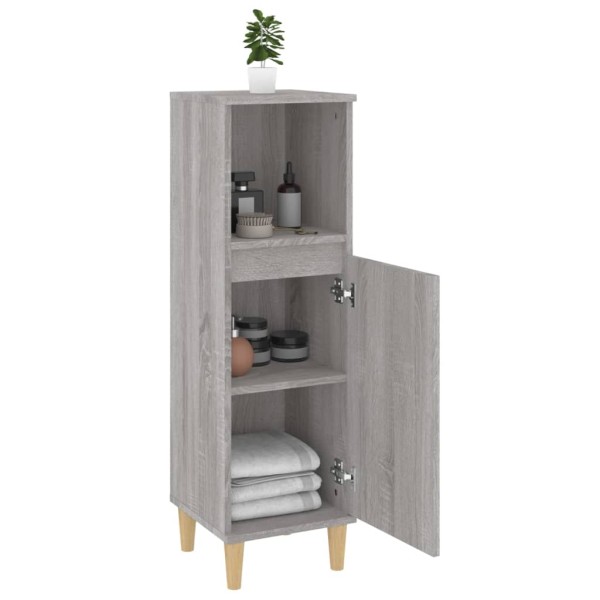 Armario de baño madera contrachapada gris Sonoma 30x30x100 cm