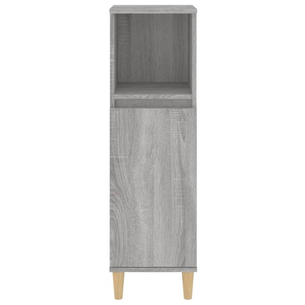 Armario de baño madera contrachapada gris Sonoma 30x30x100 cm