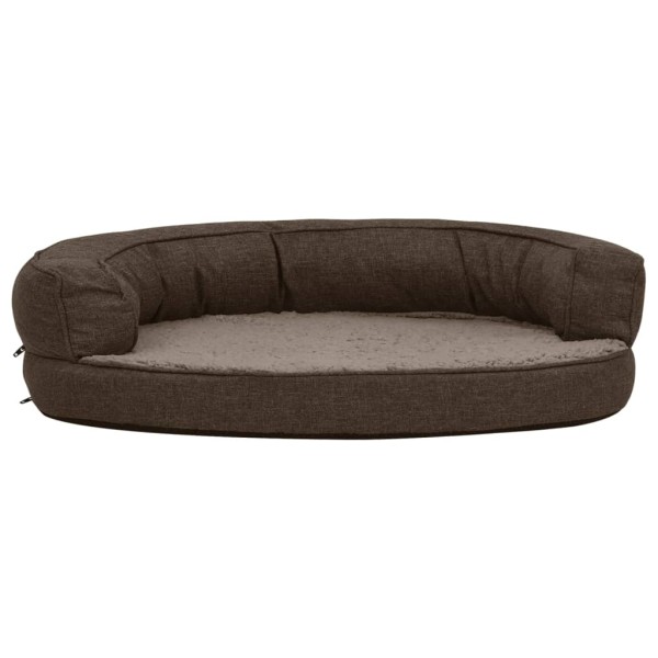 Colchón de cama de perro ergonómico aspecto lino marrón 75x53cm