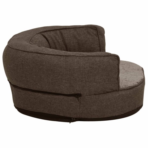 Colchón de cama de perro ergonómico aspecto lino marrón 75x53cm