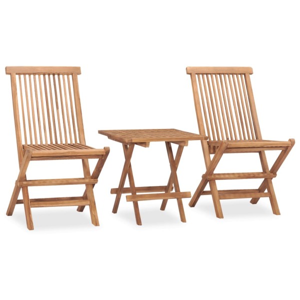 Set de comedor de jardín plegable 3 pzas madera maciza de teca