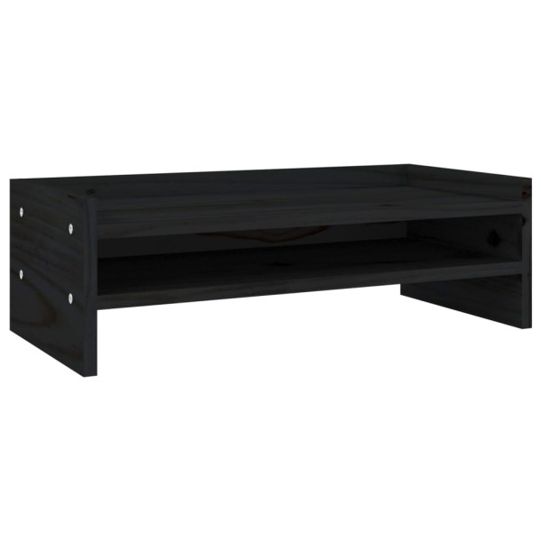 Soporte para monitor madera maciza de pino negro 50x24x16 cm