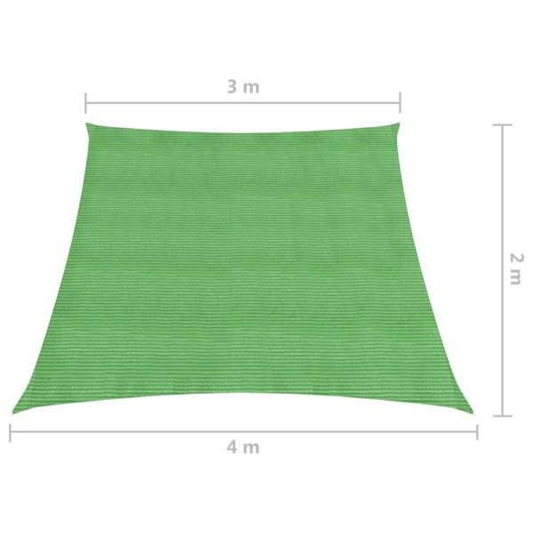 Toldo de vela HDPE verde claro 160 g/m² 3/4x2 m