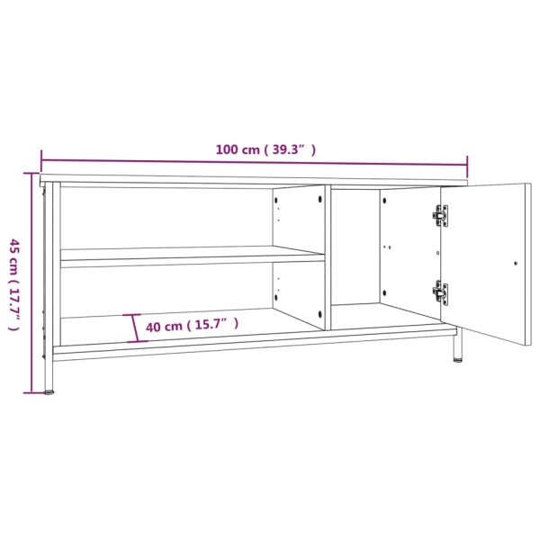 Mueble de TV madera contrachapada gris Sonoma 100x40x45 cm