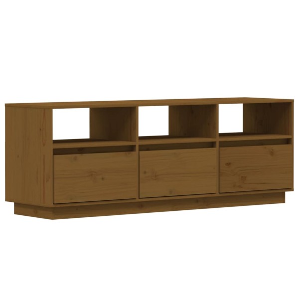 Mueble de TV madera maciza de pino marrón miel 140x37x50 cm