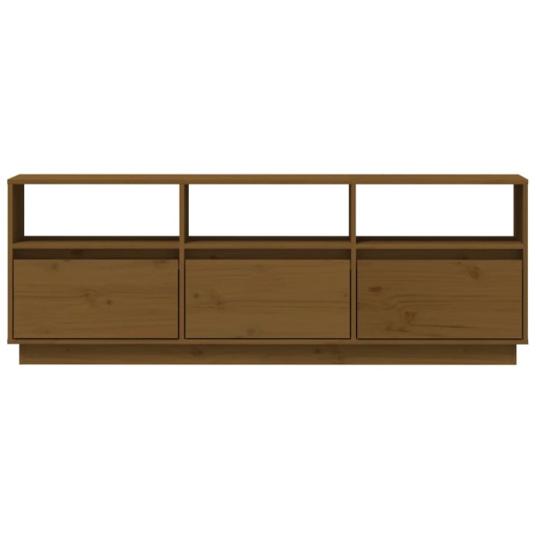 Mueble de TV madera maciza de pino marrón miel 140x37x50 cm