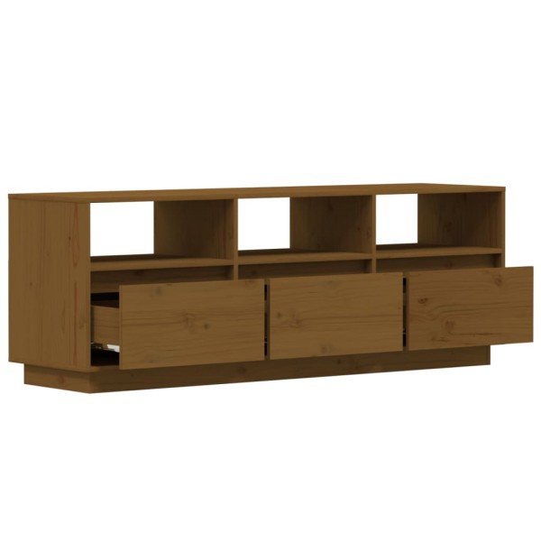 Mueble de TV madera maciza de pino marrón miel 140x37x50 cm