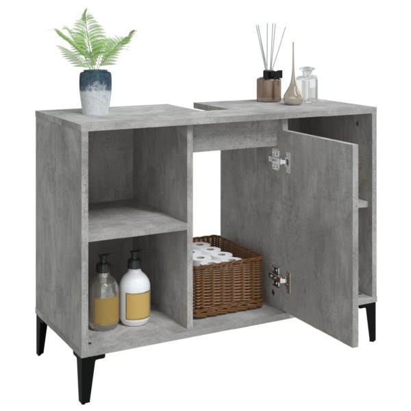 Armario de lavabo madera contrachapada gris hormigón 80x33x60cm