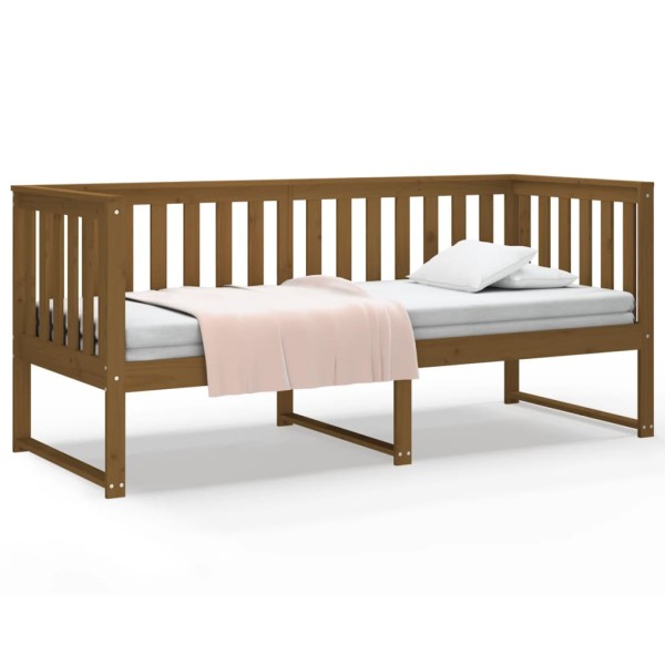 Sofá cama de madera maciza de pino marrón miel 80x200 cm