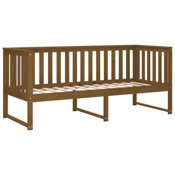 Sofá cama de madera maciza de pino marrón miel 80x200 cm