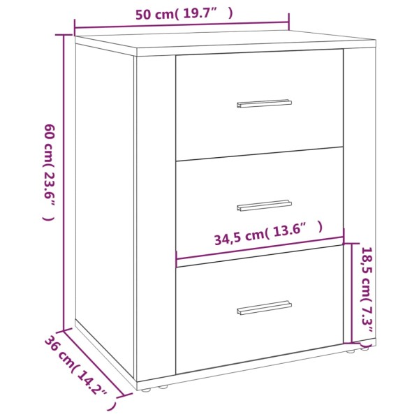 Mesita de noche madera contrachapada roble sonoma 50x36x60 cm