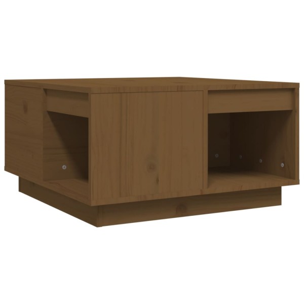 Mesa de centro madera maciza de pino marrón miel 60x61x32,5 cm