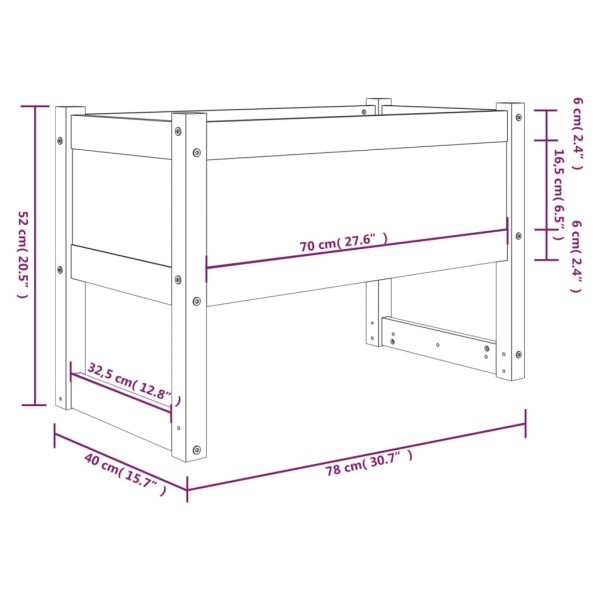 Jardinera madera maciza de pino blanco 78x40x52 cm