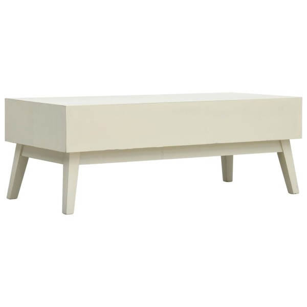 Mesa de centro con 2 cajones tallados madera gris 110x50x40 cm