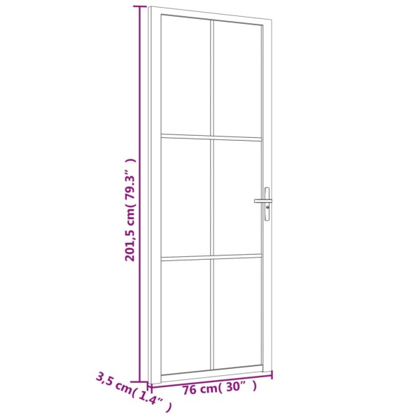 Puerta interior vidrio EGS y aluminio negro 76x201,5 cm