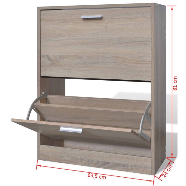 Mueble zapaterocolor roble con 2 compartimentos