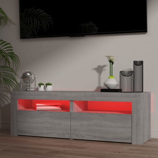 Mueble de TV con luces LED gris Sonoma 120x35x40 cm