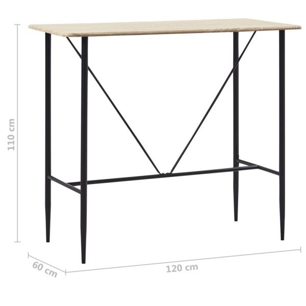 Mesa alta de cocina MDF color roble 120x60x110 cm