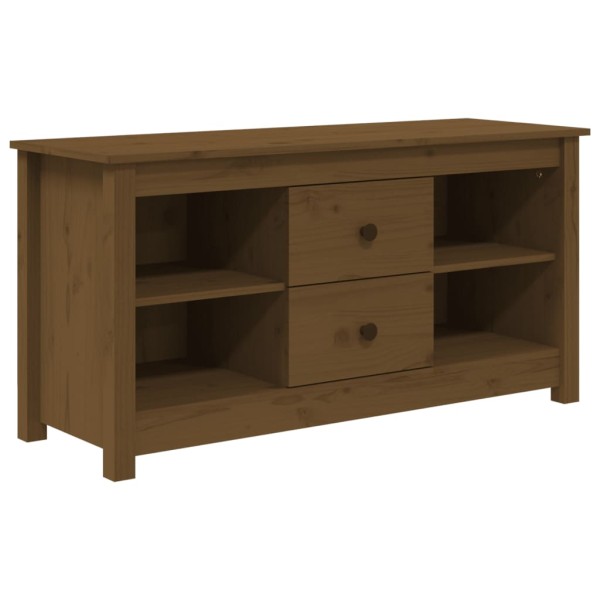 Mueble de TV madera maciza de pino marrón miel 103x36,5x52 cm