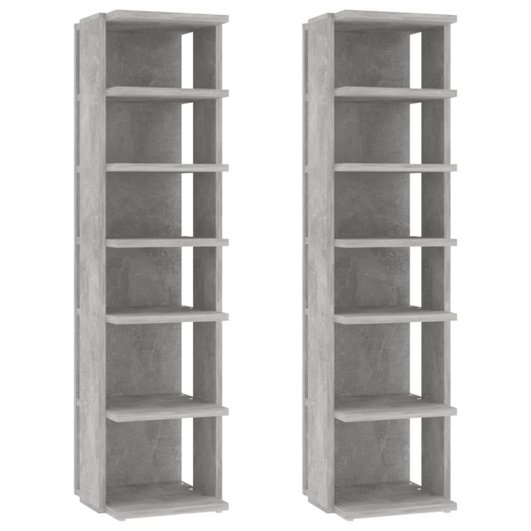 Muebles zapateros 2 uds color gris hormigón 27,5x27x102 cm