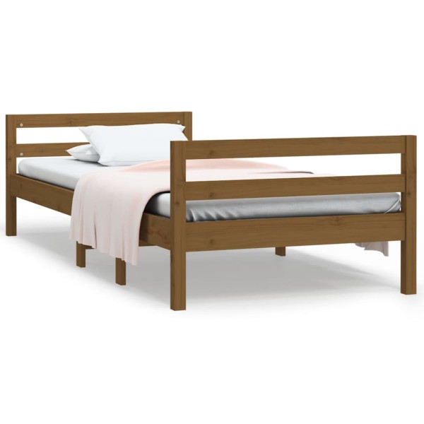 Estructura de cama madera maciza de pino marrón miel 90x190 cm