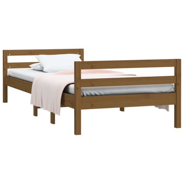 Estructura de cama madera maciza de pino marrón miel 90x190 cm