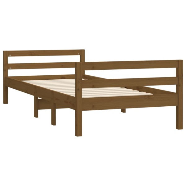 Estructura de cama madera maciza de pino marrón miel 90x190 cm