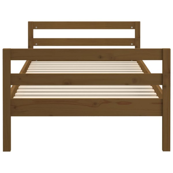 Estructura de cama madera maciza de pino marrón miel 90x190 cm