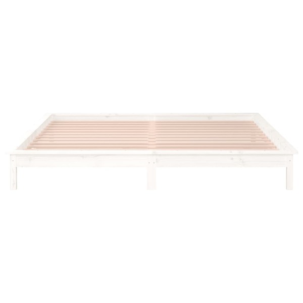 Estructura de cama con LED madera maciza blanco 140x190 cm