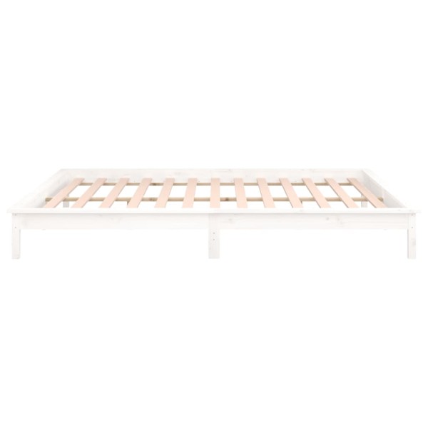 Estructura de cama con LED madera maciza blanco 140x190 cm