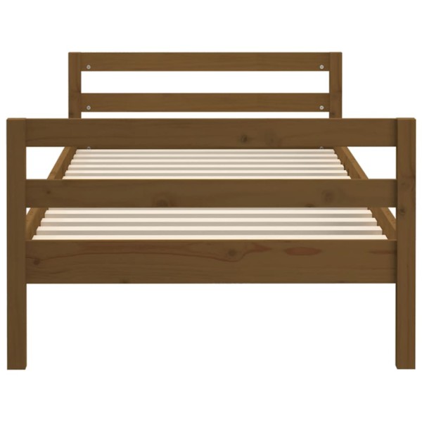 Estructura de cama madera maciza de pino marrón miel 75x190 cm