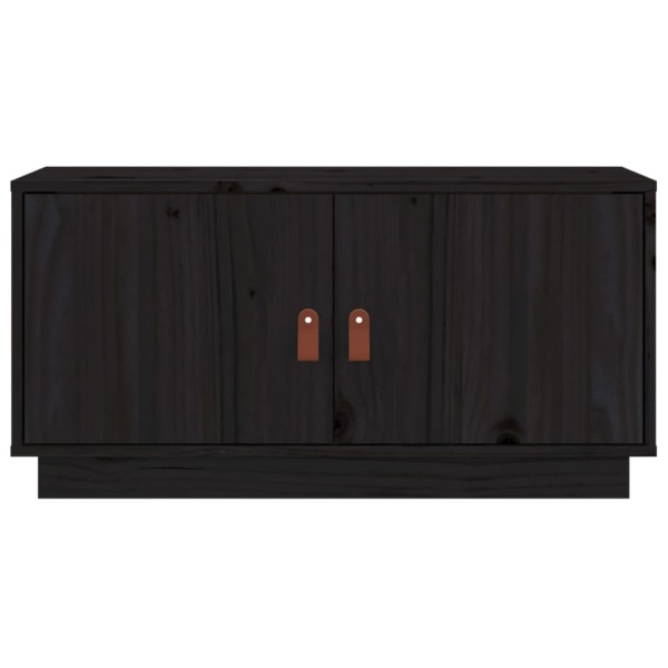 Mueble de TV de madera maciza de pino negro 80x34x40 cm