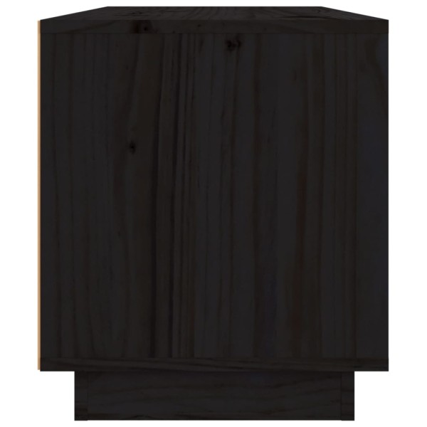 Mueble de TV de madera maciza de pino negro 80x34x40 cm