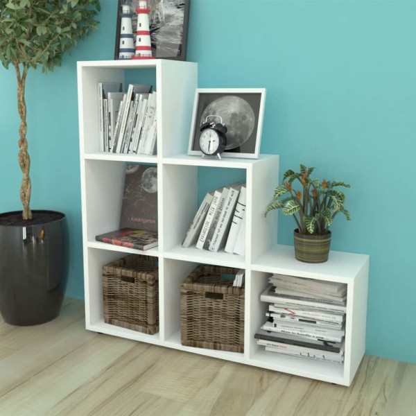 Estantería librería en forma de escalera 107 cm blanca