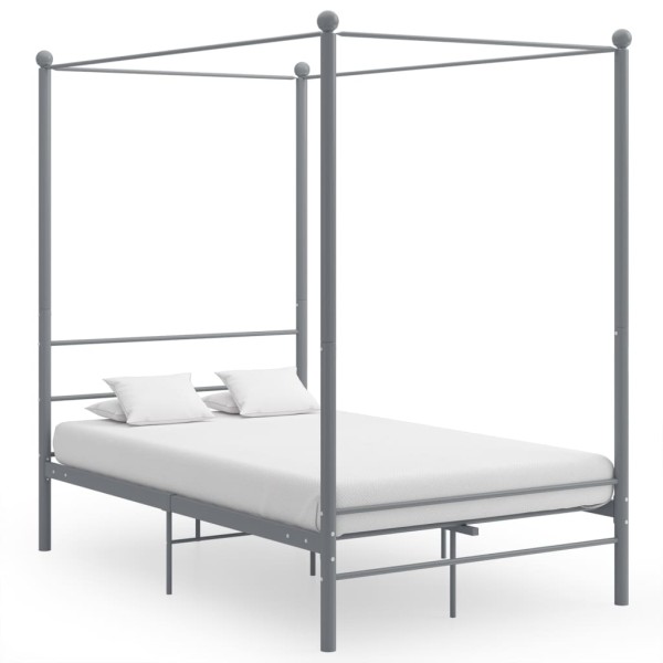 Estructura de cama con dosel metal gris 140x200 cm